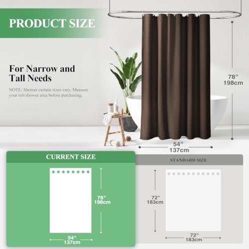 Dynamene Stall Waffle Shower Curtain 256 GSM Heavy Fabric 54x78 Brown - Image 2
