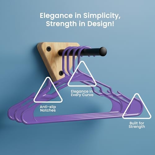 Utopia Home Plastic Hangers 50 Pack – Space Saving Clothes Hanger Purple - Image 5