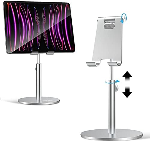AICase Telescopic Adjustable iPad Holder,Universal Multi Angle Aluminum Stand Compatible with iPhone Smart Cell Phone/Tablet/iPad(4-13 inch), Silver by AICase
