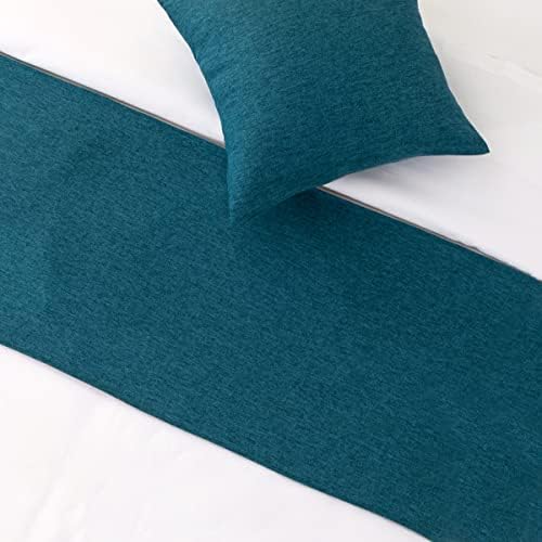 AMBERIS Bed Runner Blue, Imitation Linen Decorative Bed Scarf for Home Hotel (Pillowcases Sold Separately) - Image 3