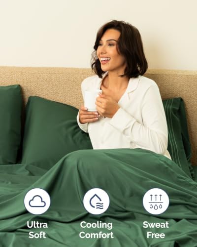 CGK Linens 2 Pack Extra Deep King Fitted Sheets - Emerald Green - Image 3