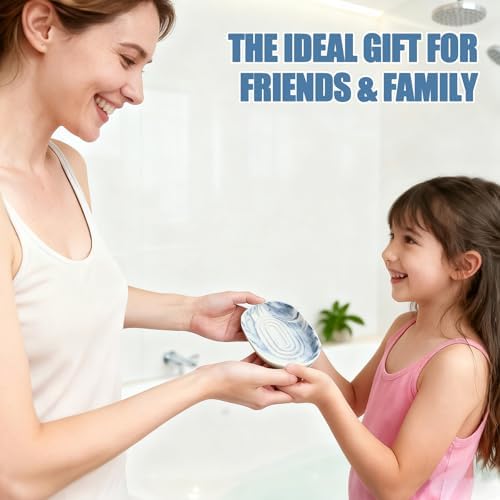 OTHIX Blue Ceramic Soap Dish with Unique Marble Texture, Decorative Bar Soap Holder for Bathroom and Kitchen, Cute Soap Dishes for Bar Soap, Jewelry, Family, Valentines Day Gifts (Blue Texture) - Image 7