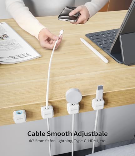 9 Pack Magnetic Cable Clips Cord Organizer,Desk Cable Management Accessories,Cord Clips,Adhesive USB Wire Holder Keeper Organizer for Home Office Desk Phone Car Wall Desktop Nightstand cable organizer - Image 4