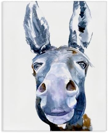 Stupell Industries Donkey Portrait Blue Brown Animal Watercolor Painting Canvas Wall Art, 16 x 20, Design by Artist Jennifer Paxton Parker by StupellIndustries