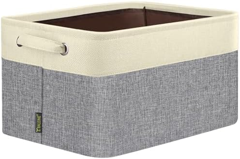 BALEINE 1 Pack Fabric Closet Storage Bins for Shelves, Linen Closet Organizers and Storage, Decorative Baskets for Organizing, Shelf, Clothes, Home, Office (Grey, 12"x8"x8") by BALEINE