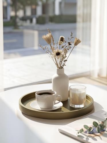 Hanobe Round Decorative Tray for Coffee Table Decor, Modern Matte Finish - Image 4