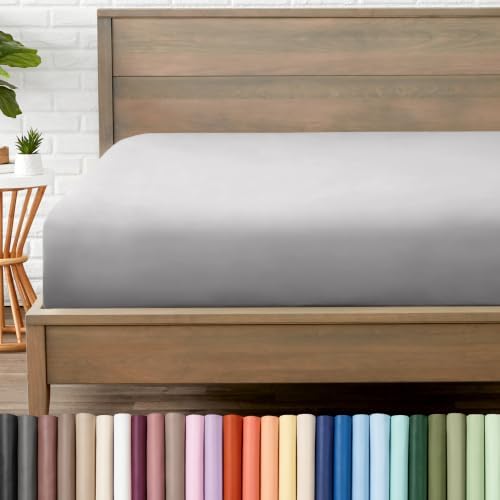 Bare Home Fitted Sheet - 1800 Ultra-Soft (Queen Short, Light Grey) by BareHome