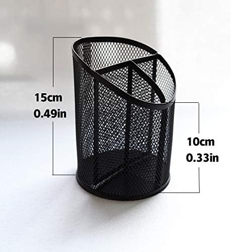 Fengtaiyuan T06, Black Metal Wire Mesh Pencil Holder, Desktop Organizer, Office Storage Box (Black-T06) - Image 2