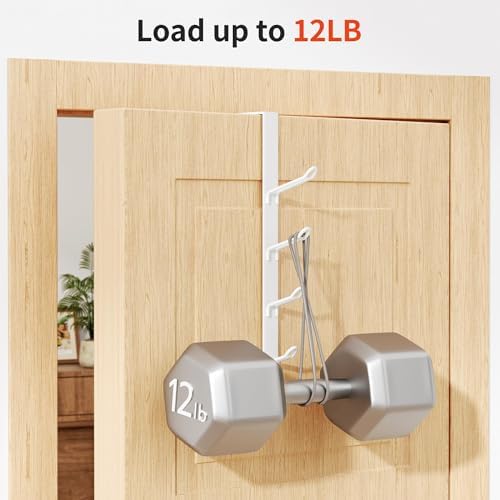 niffgaff 8 Hook Over The Door Hooks, Vertical Over The Door Towel Hook, Over Door Hook, Over The Door Hanger, for Towel and Clothes Hangers, White, 2 Pack,12.28“,for 1.7'' Door - Image 5