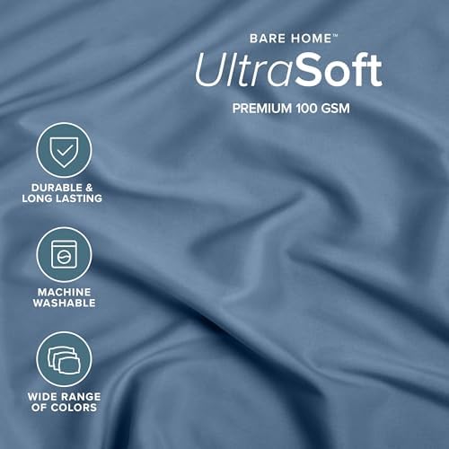 Bare Home Full Fitted Sheet - 1800 Ultra-Soft (Full, Coronet Blue) - Image 2