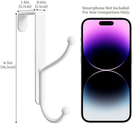 niffgaff Over Door Hook 2-Pack, Heavy Duty Door Hanger, Fits Interior Doors 1.4 Inches Thick, Organize Coats, Hats, Towels, and Bags for Entryways, Bathrooms, Bedrooms, and Kitchens, White - Image 6