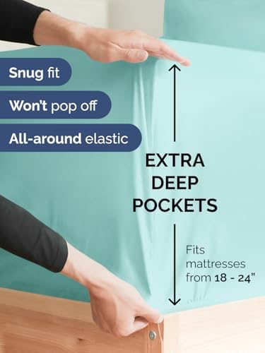 CGK Extra Deep Queen Single Fitted Sheet Only - Spa Blue - Image 2