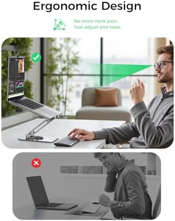 MAGIC JOHN Adjustable Laptop Stand for Desk, 360° Rotating Foldable Protable Laptop Riser Holder, Ergonomic Design Computer Notebook Stand Holder for MacBook Pro Air/Dell/HP 10-17.3" - Image 4
