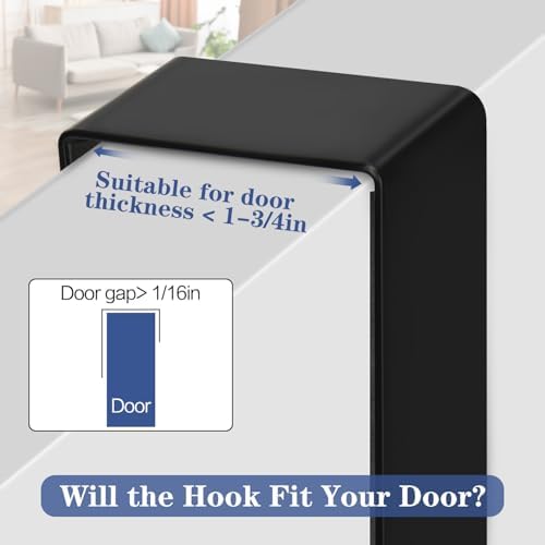 3-Tier Over The Door Hooks, Fits Doors Up to 1-3/4in Thick - Image 2
