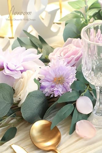 Floroom Lavender Violet Lilac Artificial Flowers Fake Roses Peonies Dahlias Greenery Combo Box Set for DIY Purple Wedding Bouquets Bridal Shower Centerpieces Floral Arrangements Party Table Decoration - Image 5