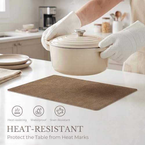 Romanstile Faux Leather Vinyl Placemats Set of 6, Brown - Image 3
