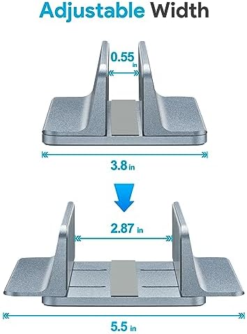 JARLINK Vertical Laptop Stand, Adjustable Aluminum Desktop Holder, Gray - Image 2