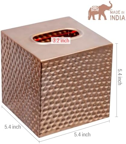Tissue Box Cover Holder Square - Gold Cube Tissues Boxes Covers Bathroom Accessories - Decorative Bronze Facial Paper Holders Modern Home Decor - Vintage Matte Wood Metal Tissue Dispenser for Office - Image 5