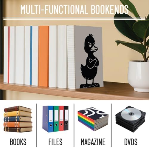WADORN 1 Pair Metal Bookends for Shelves, Funny Duck Heavy Duty Book Ends - Image 5