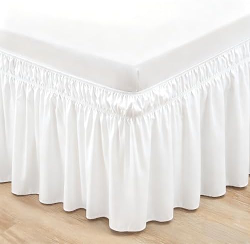 RIMELA White Bed Skirt Queen Size 12 Inch Drop, Wrap Around Elastic Adjustable Bedskirt, Bed skirting Dust Ruffle for Bed Frame & Box Spring Soft Durable Fabric Machine Washable Easy to Install - Image 6