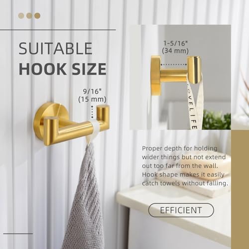 Angle Simple Towel Hook Brushed Dark Gold, Bath Towel Holder Wall Mount - Image 4