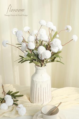 Floroom 6pcs White Faux Silk Mums Artificial Flowers, Bulk Fake Small Mini Chrysanthemums with Stems for DIY Wedding Centerpieces Floral Arrangements Vase Fillers Home Decorations - Image 2