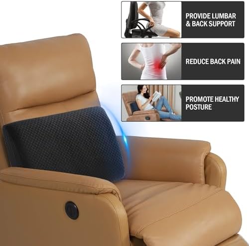 HOMBYS Lumbar Support Pillow for Recliner Chair, Memory Foam Back Support Cushion for Elderly,Extra Large Lumbar Support Pillow,Thick Backrest for Home Reading (Black, 20“x13.5"x5") - Image 4