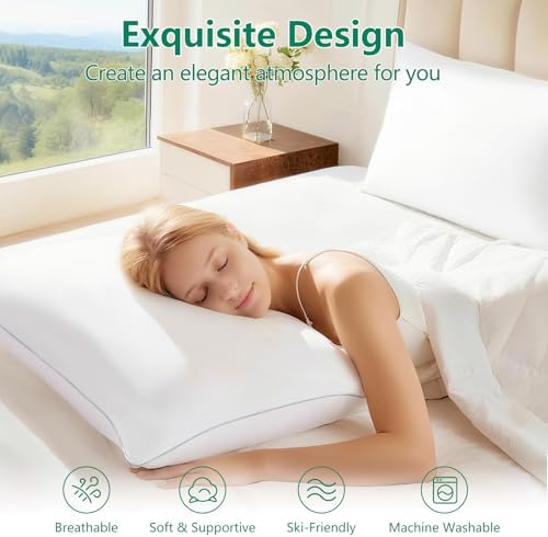 HIMEET Pillows Queen Size Set of 4, Luxury Fluffy Bed Pillows for Sleeping 4 Pack, Soft and Supportive Bed Pillow with Down Alternative Filling for Side and Back Sleepers (18"x28") - Image 3