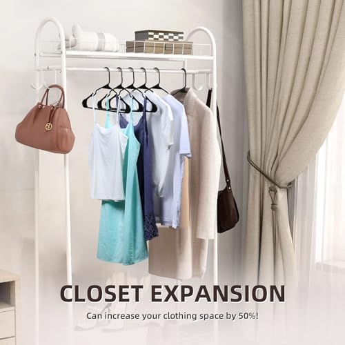 Plastic Hangers 20 Pack Black, Non-Slip Shoulder Grips Space Saving Clothes Hangers for Tank Tops and Camisoles, Closet Organizer - Image 5