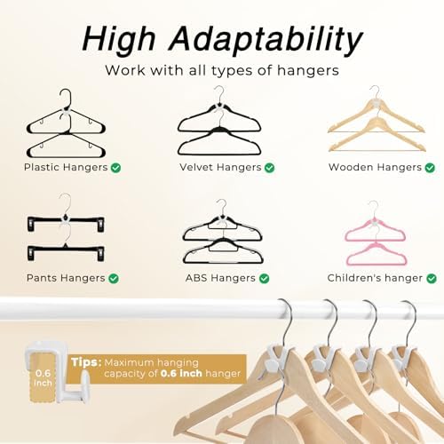 HOUSE DAY Space Saving Hangers 100 Pack, Clothes Hanger Connector Hooks, Heavy Duty Closet Space Saver, Small Space Solutions, Cascading Dorm Room Closet Organizer and Storage - White - Image 4