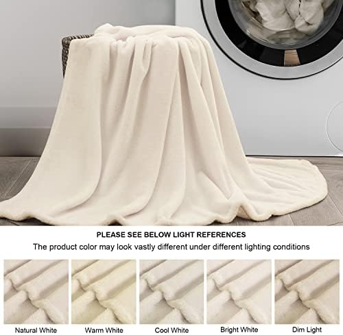 BEDELITE Fleece Blanket Soft Plush Twin Size Blanket Beige 60"x80" - Image 3