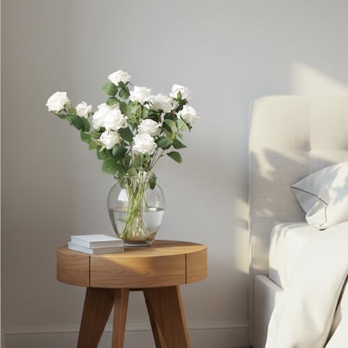 Auihiay 60PCS White Roses Artificial Flowers, Fake Roses, Velvet Silk - Image 6