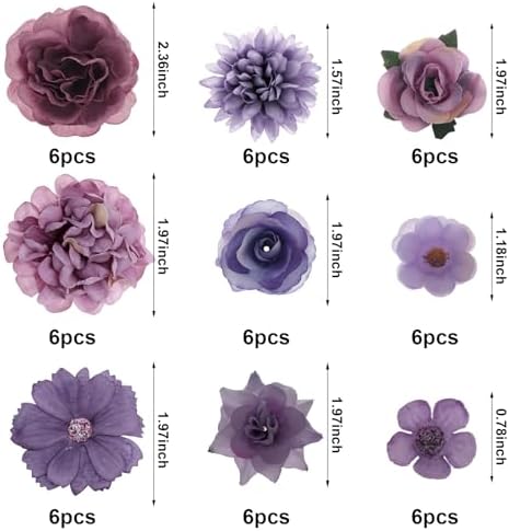Faux Flowers Heads Small Decorative Flowers for Crafts Cake Wreath Garlands Wedding Table Home Decoration (54, purple) - Image 2