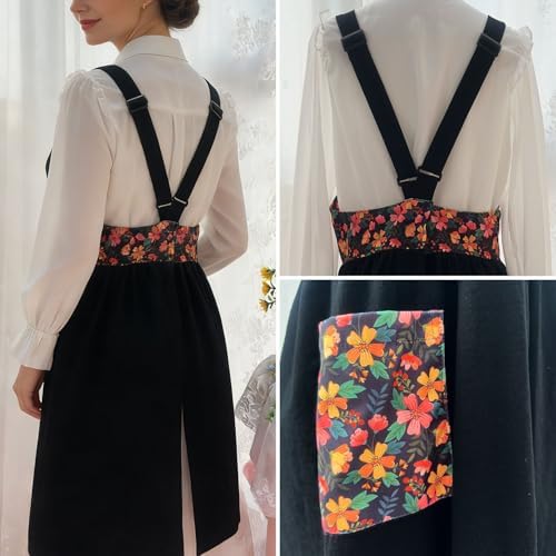 Cotton Linen Apron Cross Back Apron for Women with Pockets Pinafore Dress - Image 3