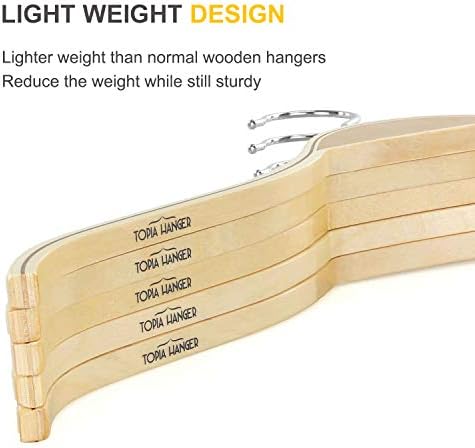 TOPIA HANGER Slim Natural Wood Hangers with Extra Soft Non-Slip Rubber Grips, 10-Pack High-Grade Fashion Hanger No Shoulder Bump for Sweater, Camisole, Jacket, Dress, Coat -CT15N - Image 6