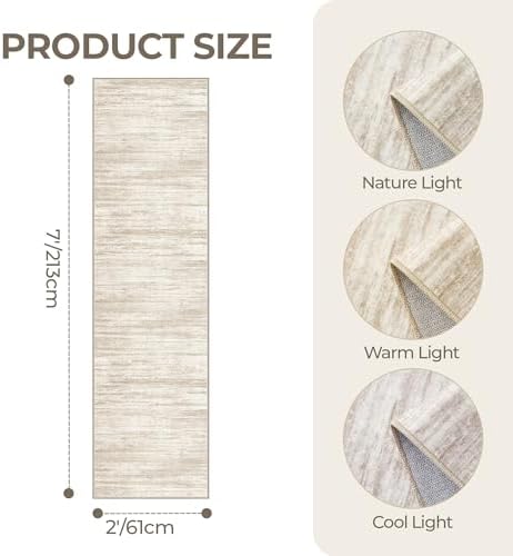 2x7 Runner Rug Non Slip,Washable Hallway Runner Rug,Brown - Image 2