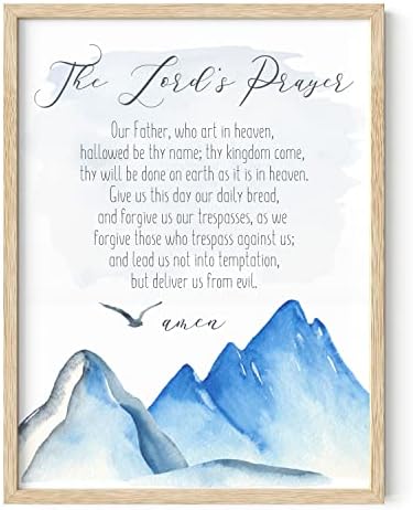 HAUS AND HUES Bible Verse Wall Art - Christian Motivational Posters, The Lord's Prayer Wall Decor, Bible Verse Wall Art Bible Quotes, Frameable Our Father Prayer Wall Decor (Beige Frame, 12x16) by HausandHuesArtPrints