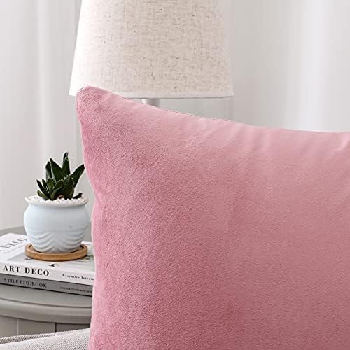 NiNi ALL Pink Velvet Throw Pillow Covers 18x18 Pack of 2 Decorative Couch - Image 3