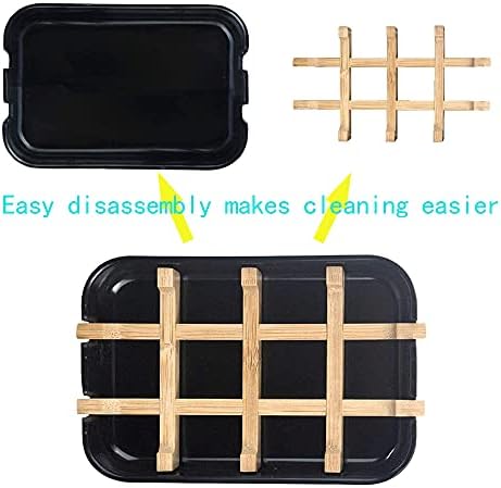 Aoheuo Modern Bamboo Fiber soap Holder and soap Dish Combination (Removable),5.12 Long by 3 Wide, 0.98 inches high, Used in Kitchens, bathrooms, and bar Sinks (Black(3 Pack)) - Image 4