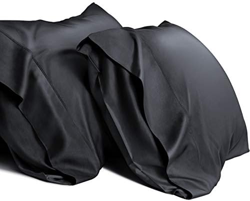 WishSmile Cooling King Pillowcases Set of 2 Breathable Cool Silky Soft Rayon Derived from Bamboo Fabric, Moisture Wicking for Hot Sleepers, Hair and Skin Friendly, Black, 2 Pack, 20x36IN by WishSmile