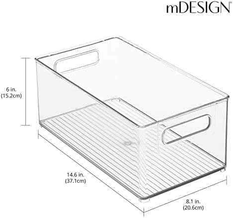 mDesign Deep Plastic Kitchen Storage Organizer Container Bin for Pantry, Cabinet, Cupboard, Shelves, Fridge, or Freezer - Holds Dry Goods, Sauces, Condiments, Drinks, 2 Pack, Clear - Image 4