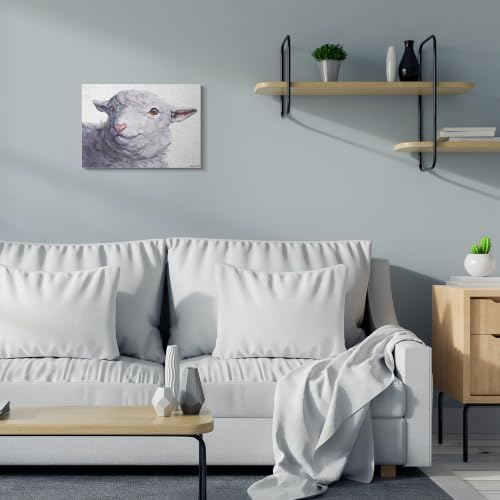 'Large Sheep Head Animal Watercolor Painting'| Canvas Art - Image 3