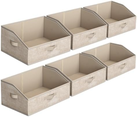 SONGMICS Storage Baskets, Set of 6, Foldable Closet Organizer for Shelves by SONGMICSbySONGMICSHOME