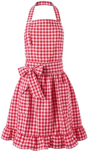 Vintage Apron Ruffle Dress Women 2 Pockets by Cotwinter