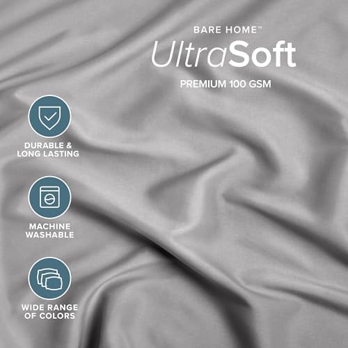 Bare Home Fitted Bottom Sheet Twin Size - Premium 1800 Ultra-Soft - Hotel Luxury - Deep Pocket - Durable and Long Lasting (Twin, Light Grey) - Image 2