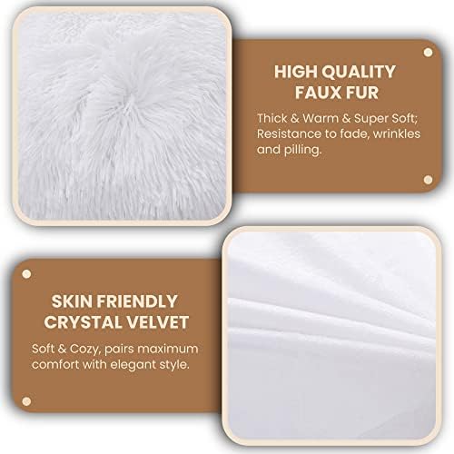 MEGO Luxury Fluffy Faux Fur Body Pillow Cover 20x54 with Zipper, White - Image 6