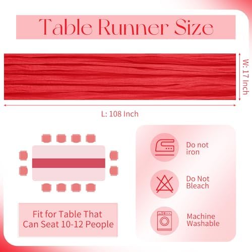 10 Pack Red Cheesecloth Table Runner 17x108 Inch Boho Gauze Cheese Cloth Table Runners for Wedding Party Baby Shower Birthday Home Decor - Image 2