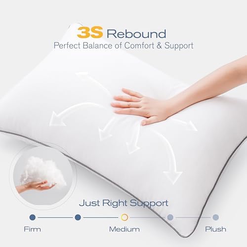 Pillows Standard Size Set of 4, Ultra Thick Down Alternative Bed Pillows,Cooling Hotel Quality Standard Pillow for Back, Stomach or Side Sleepers, Machine Washable(White,4 Pack) - Image 5