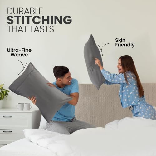 Pillow Covers Queen Size Set of 6, Soft and Comfy Pillow Cases, Grey - Image 4