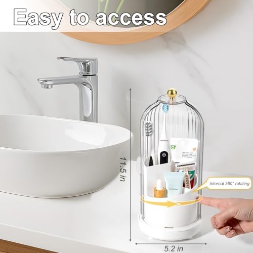 Toothbrush Holders with Cover Toothpaste Organizer for Bathroom, White - Image 4